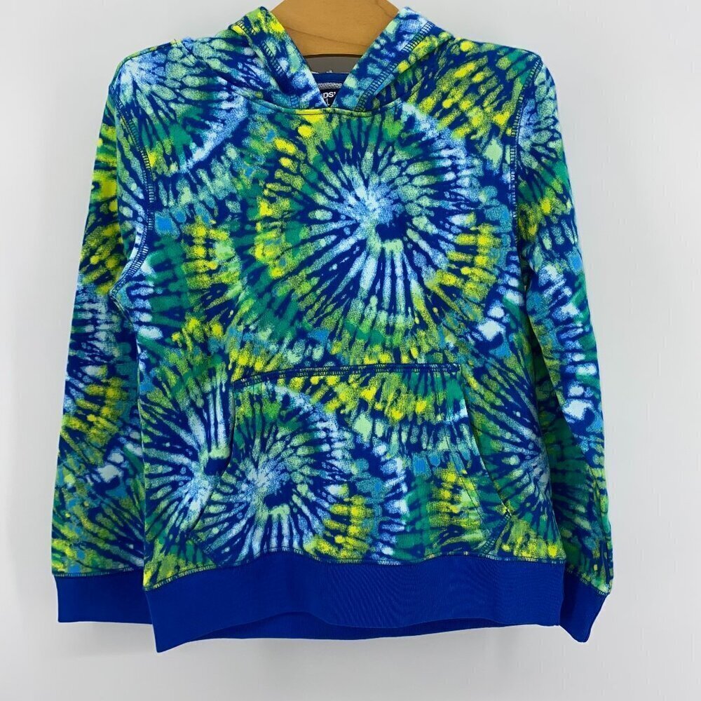 Lands' End Boy's Green/Blue Tie-Dye Hoodie Sweatshirt